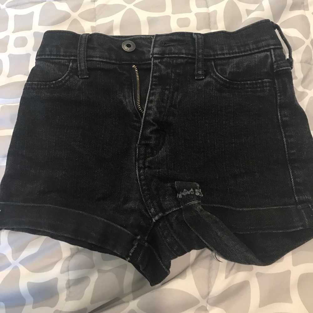 Basic High waisted  Black Denim Shorts