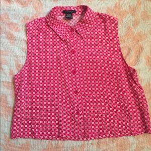 🍒 red flower button up tank 🍒