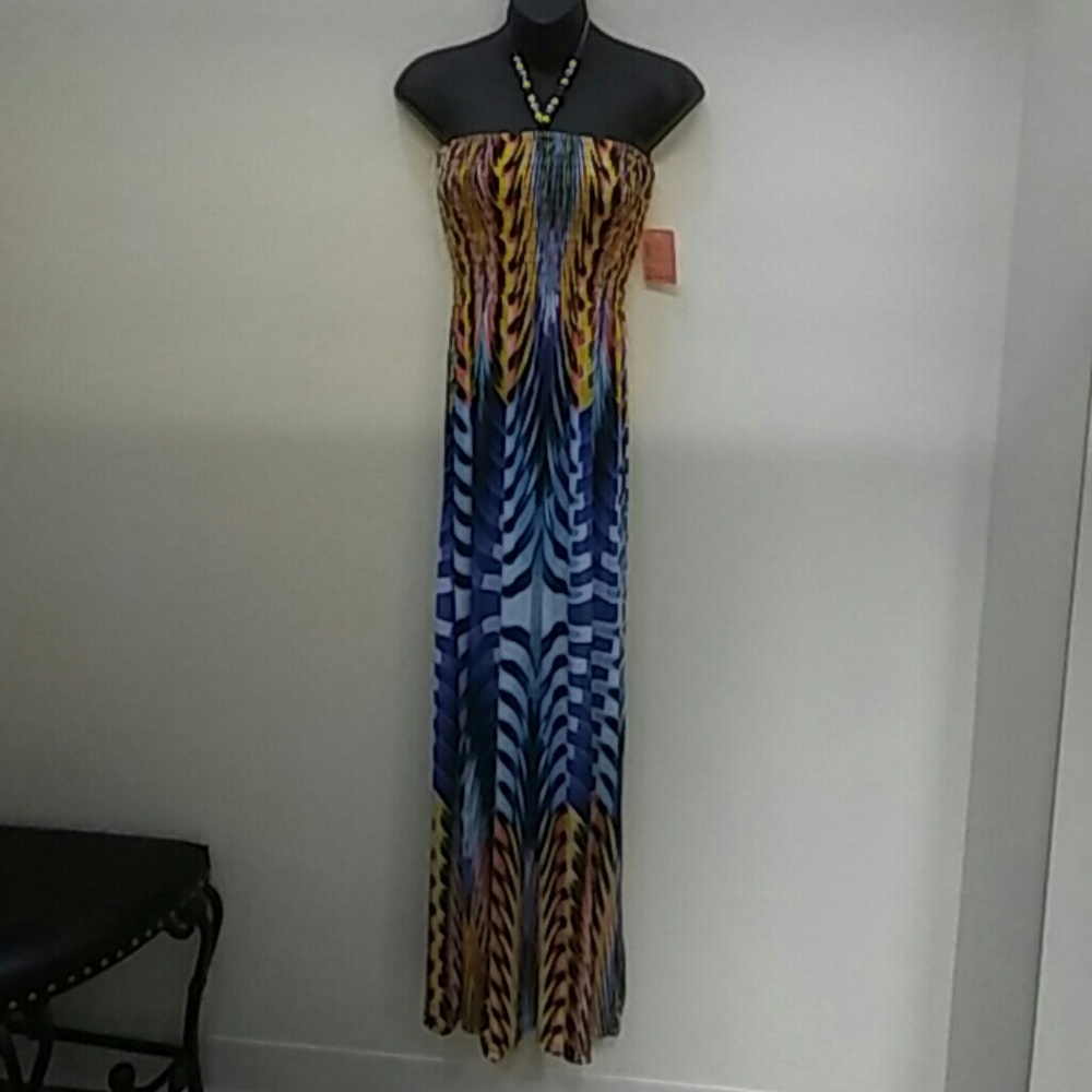 Turquoise Peacock Maxi Dress