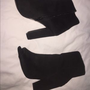 Black open toed ankle booties