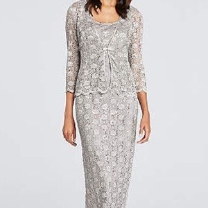 R&M Collection 3/4-Sleeve Sequin Lace Jacket Dress