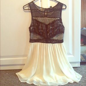 White and black lacy dress