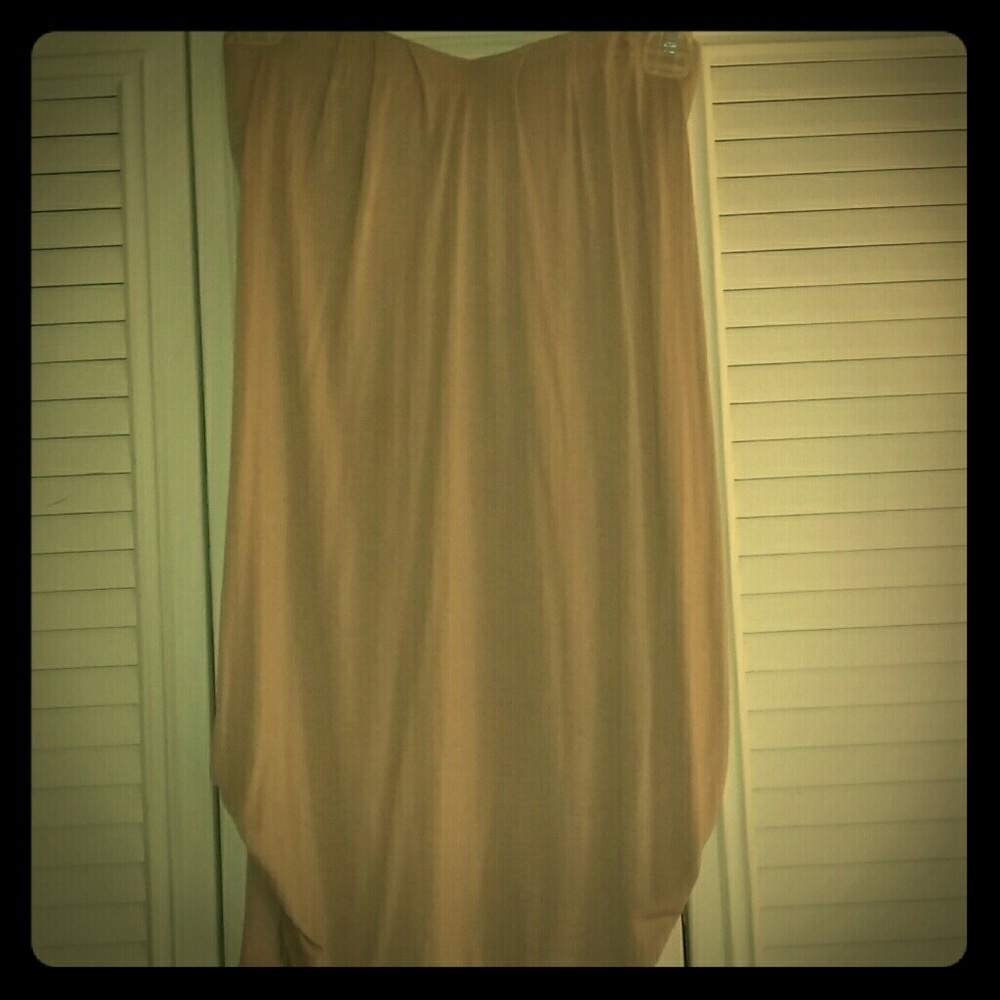 Tan strapless mini dress