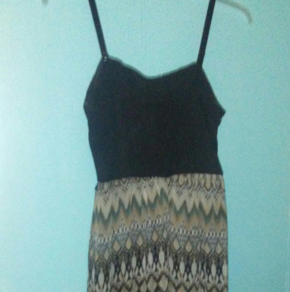 Lace and print strap dtess