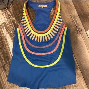 Mara Hoffman Blue Embroidered Tank Small
