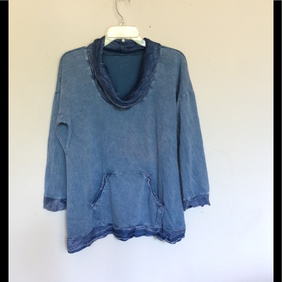 Chambray Cowl Neck Pullover - Picture 2 of 3
