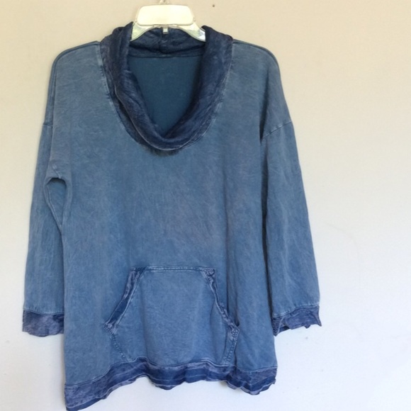 Chambray Cowl Neck Pullover - Picture 1 of 3