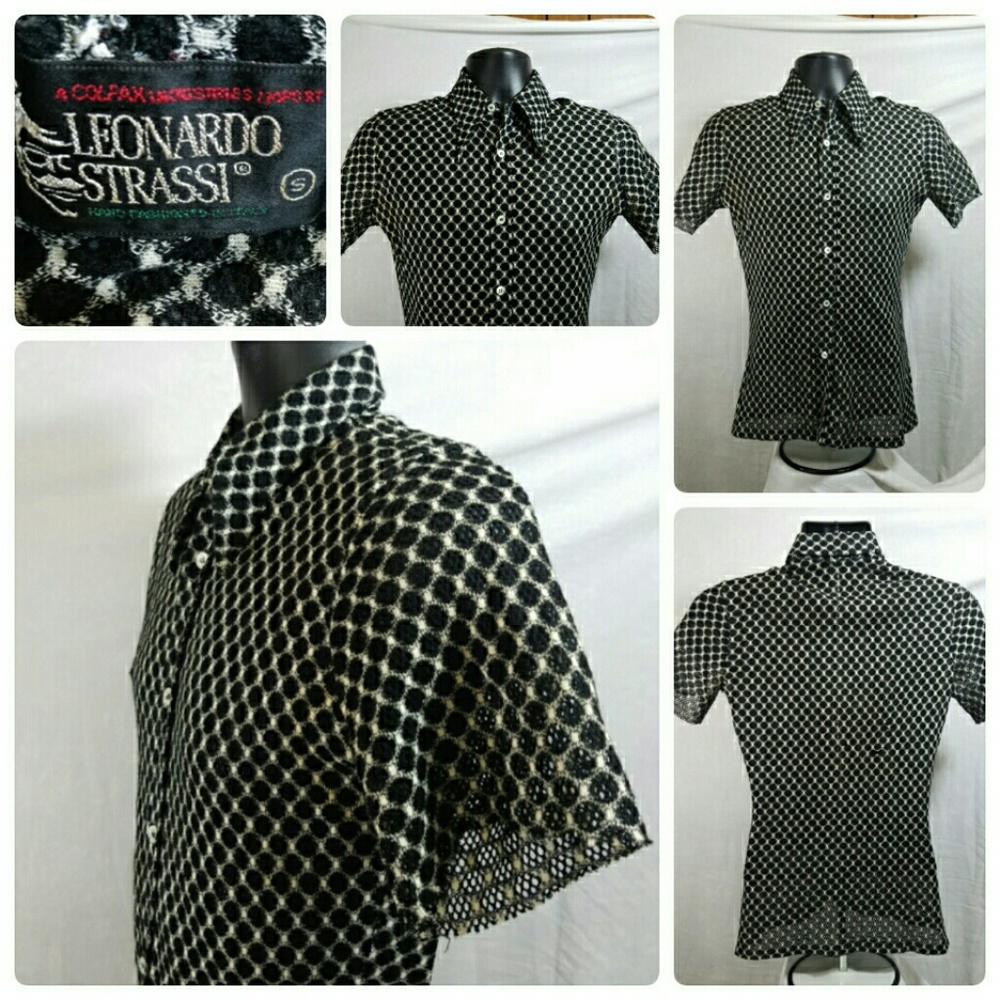 Vintage 1960's Leonardo Strassi Mesh Button Up S