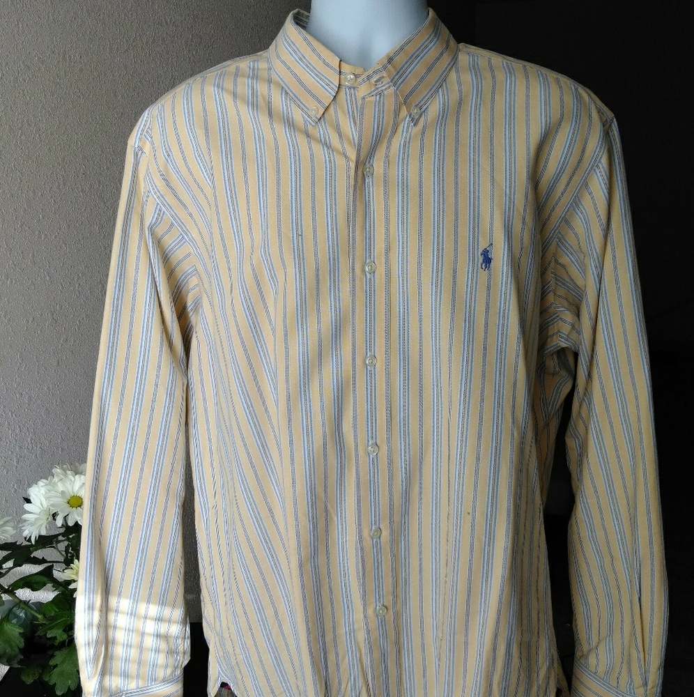 Ralph Lauren Men's Yellow Bike Stripe Shirt XL