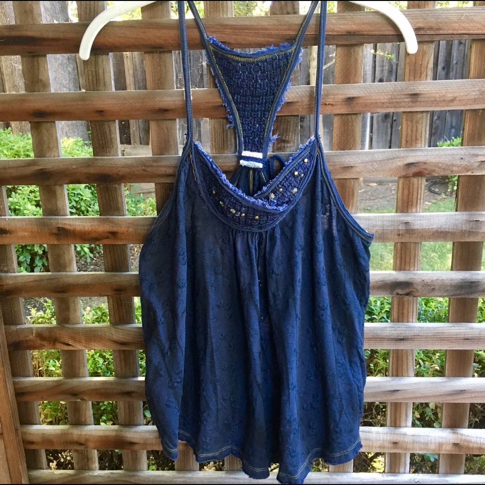 Free People navy open back flowy tank