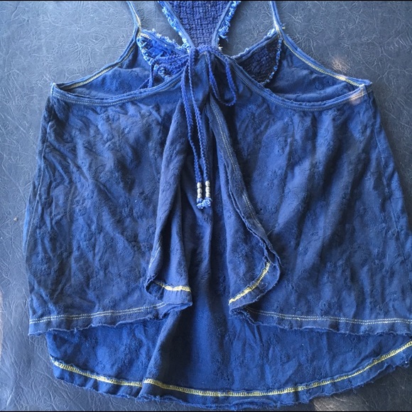 Free People navy open back flowy tank - Picture 3 of 5