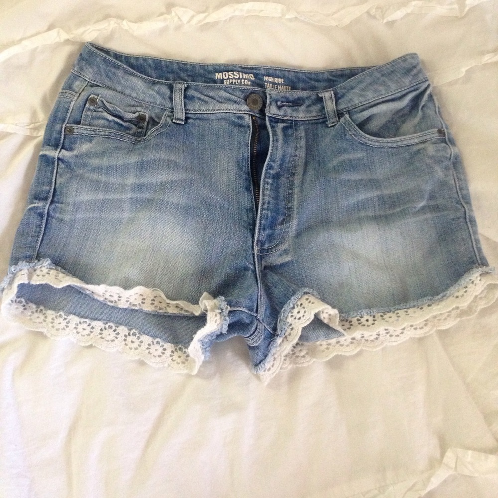 High rise lace trim shorts