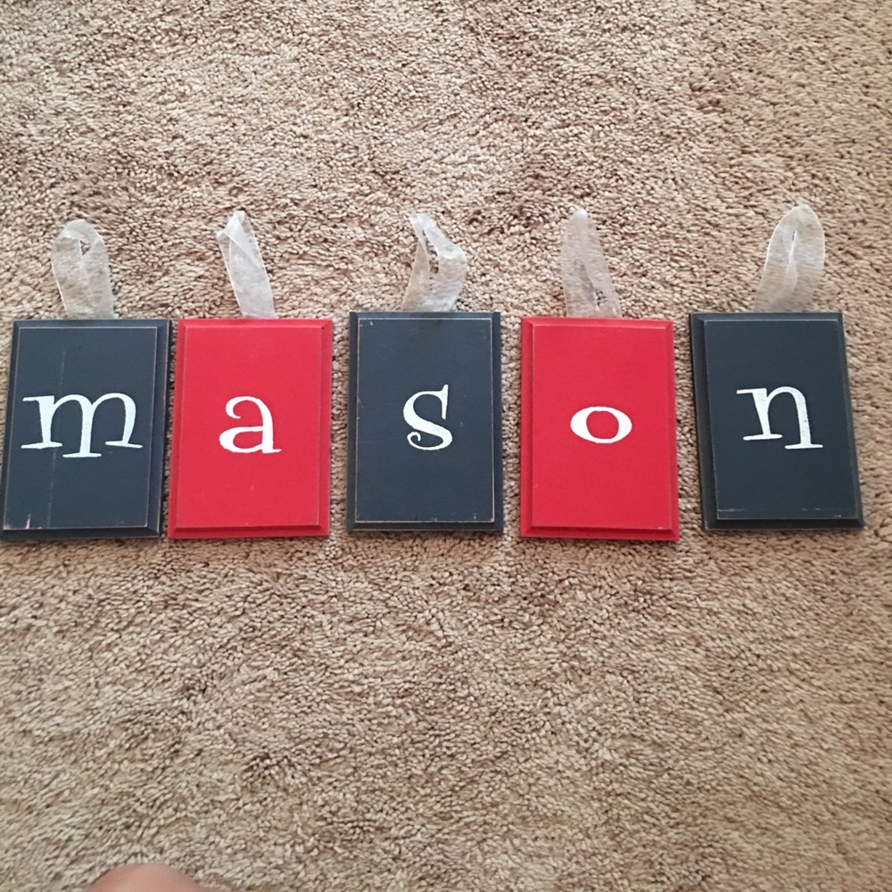 Hanging letter blocks....Mason
