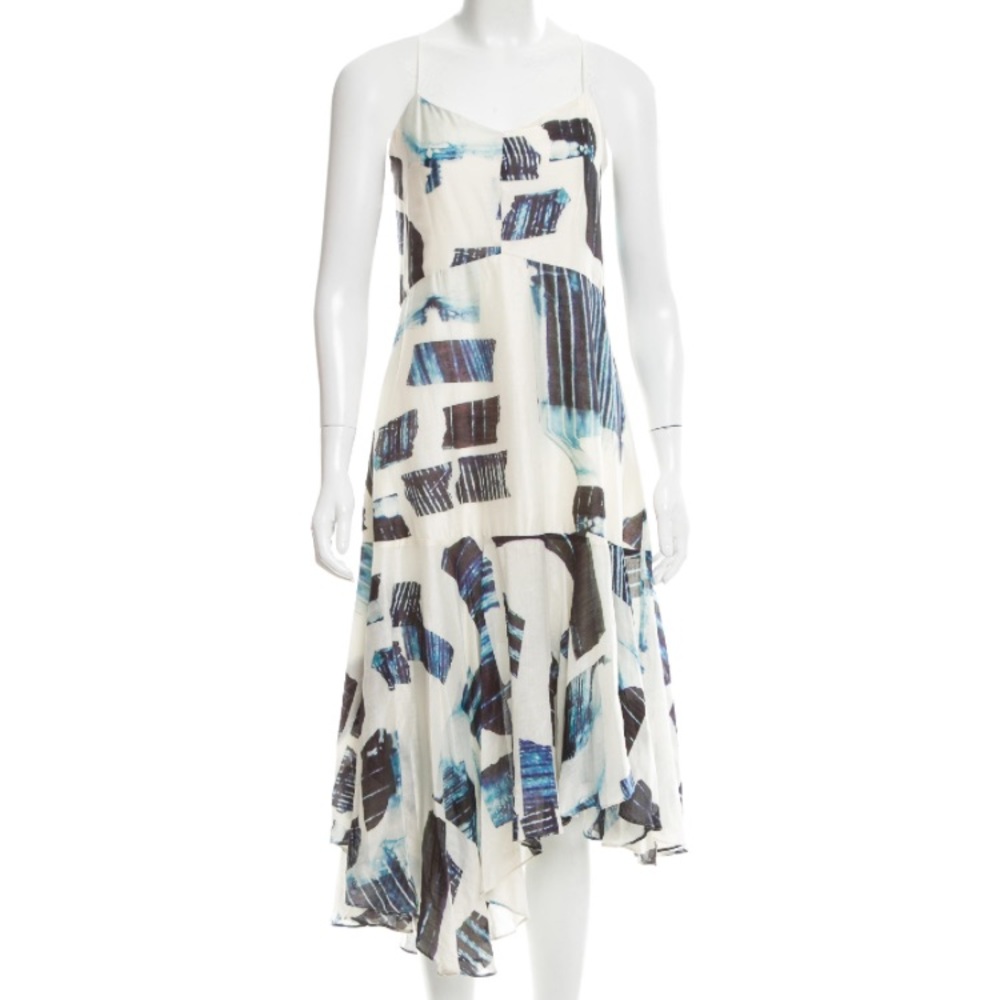 Tibi White Printed Midi Dress