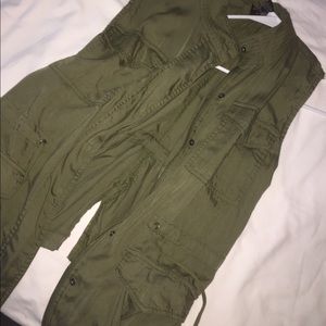 Army green sleeveless cardigan