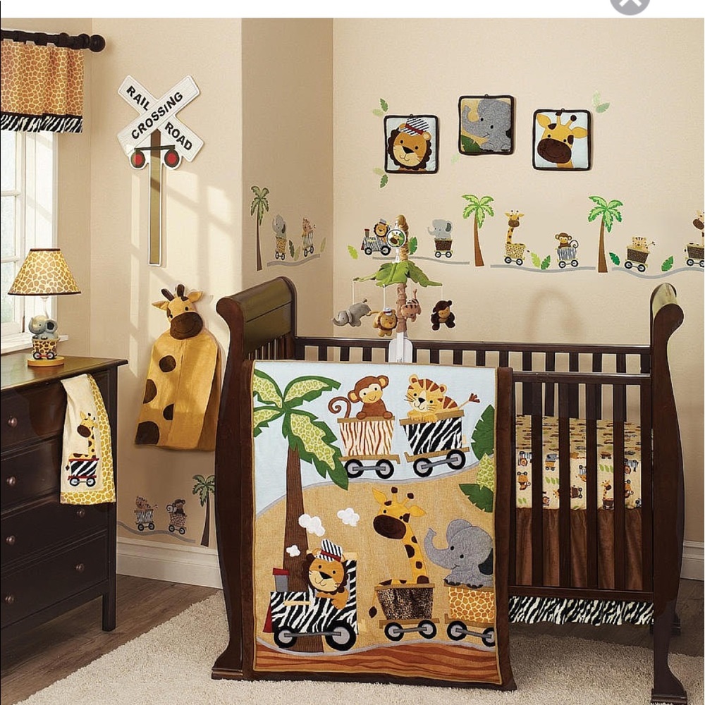 Jungle theme crib/ toddler bed bedding!