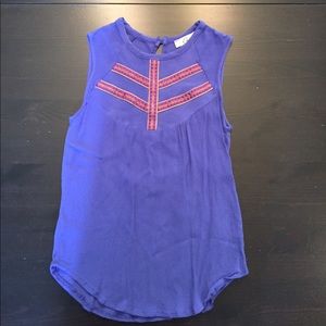 Blue Embroidered Tank