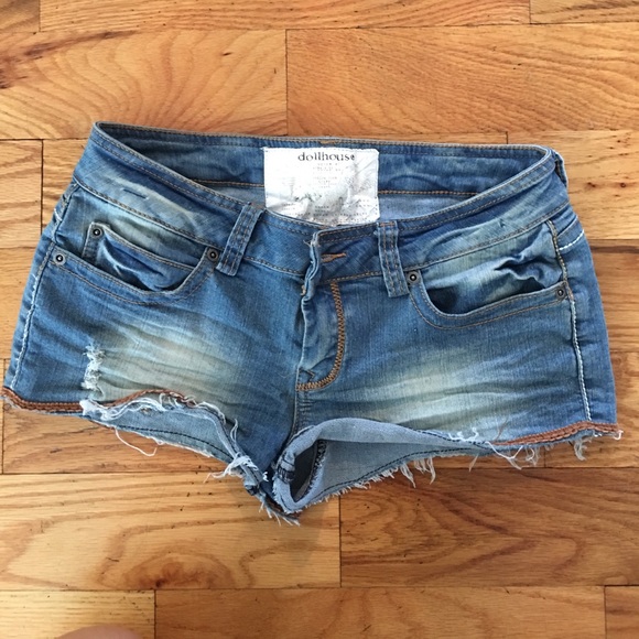 Light Wash Denim Cutoff Shorts - Picture 2 of 4