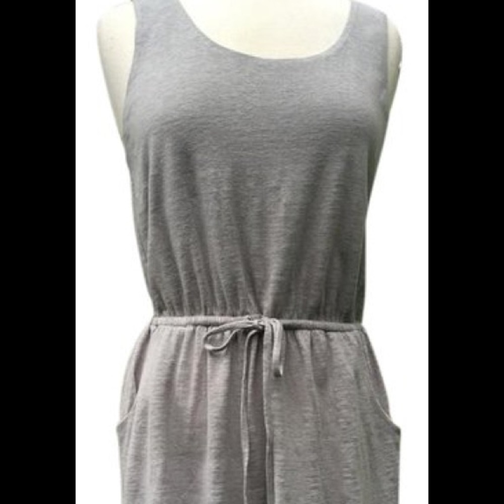 Cynthia Rowley Grey Linen Drawstring Pockets Racer - Picture 2 of 8