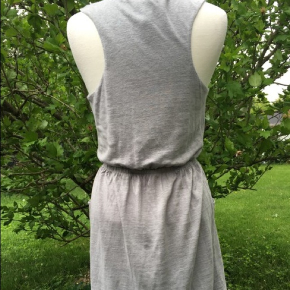 Cynthia Rowley Grey Linen Drawstring Pockets Racer - Picture 3 of 8