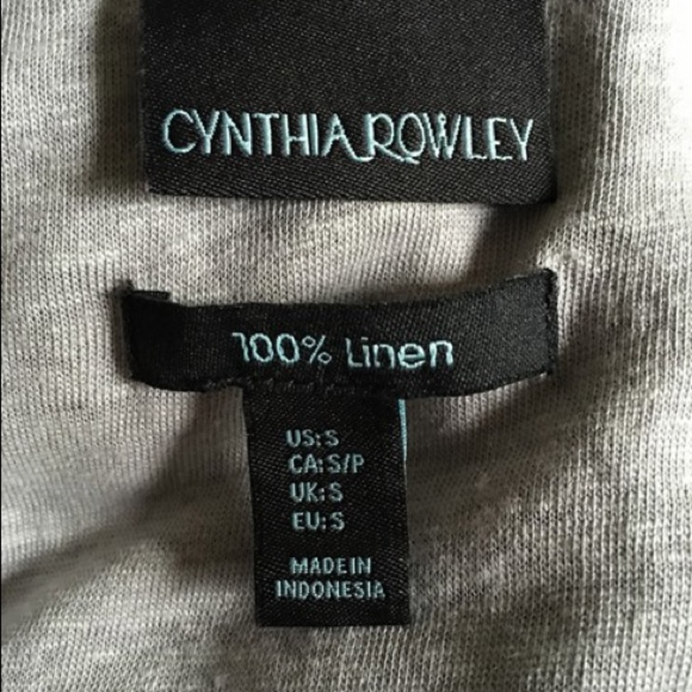 Cynthia Rowley Grey Linen Drawstring Pockets Racer - Picture 7 of 8
