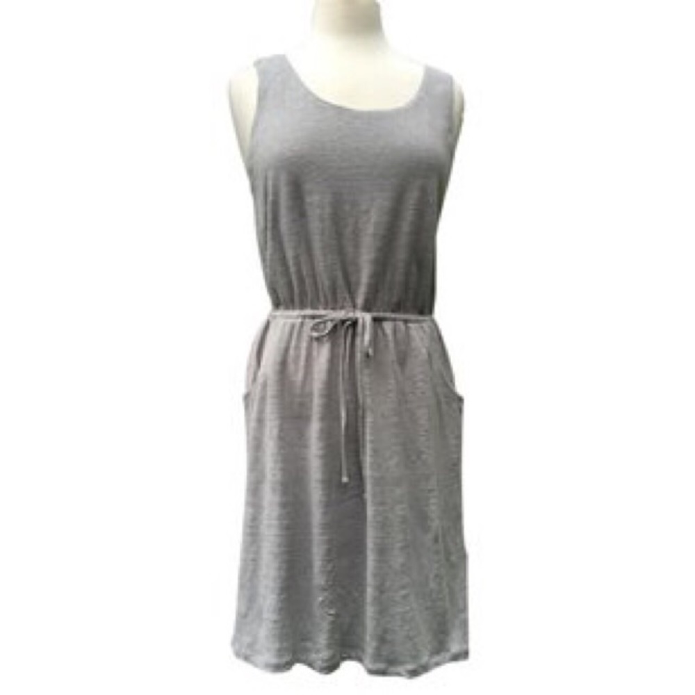 Cynthia Rowley Grey Linen Drawstring Pockets Racer