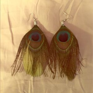 Peacock feather earrings