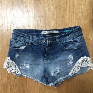 Zara denim shorts with lace details