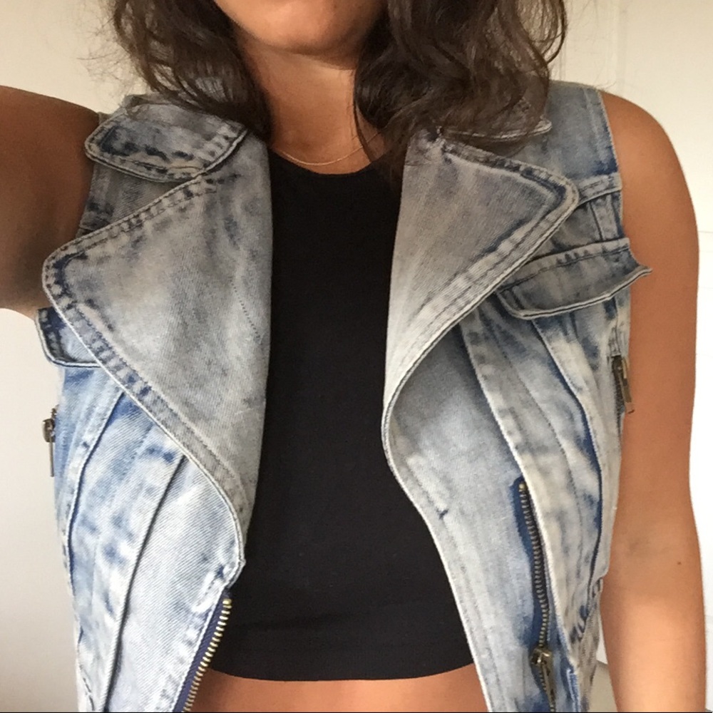 Boutique Denim cropped vest