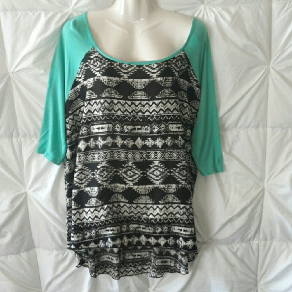 Rue 21+ Hi-lo Aztec Top