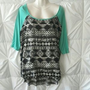 Rue 21+ Hi-lo Aztec Top