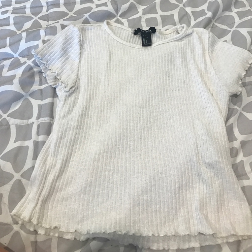 White Ribbed Tee Shirt