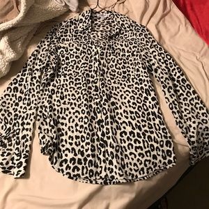 Tunic button down express cheetah top