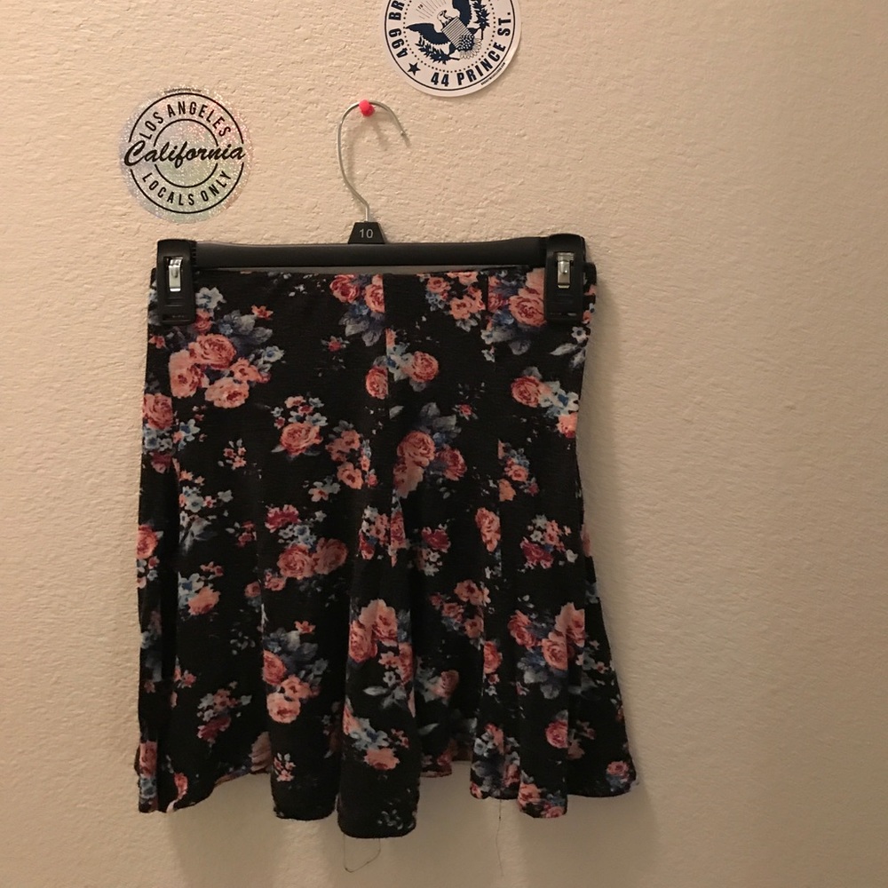 Black and pink floral papaya skirt