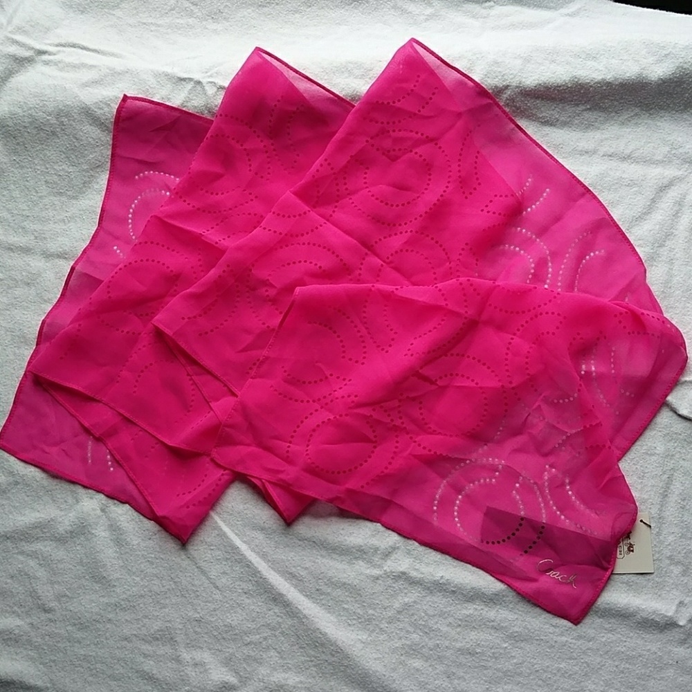 NWT Hot Pink Coach Scarf - Picture 3 of 4