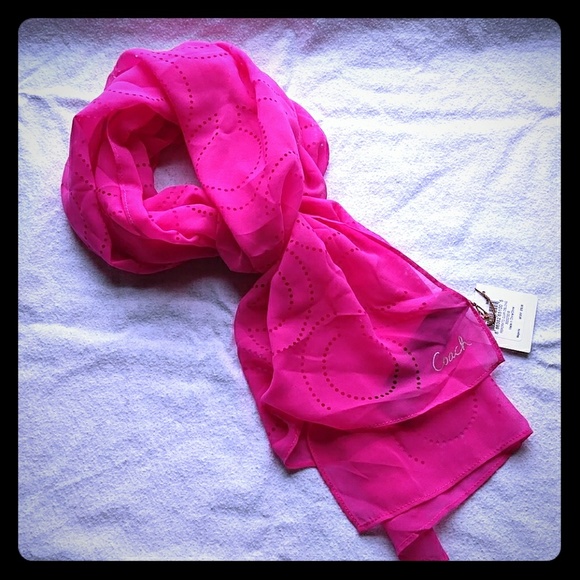 NWT Hot Pink Coach Scarf - Picture 1 of 4