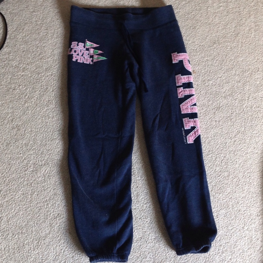 PINK VICTORIA SECRET navy blue and pink joggers XS