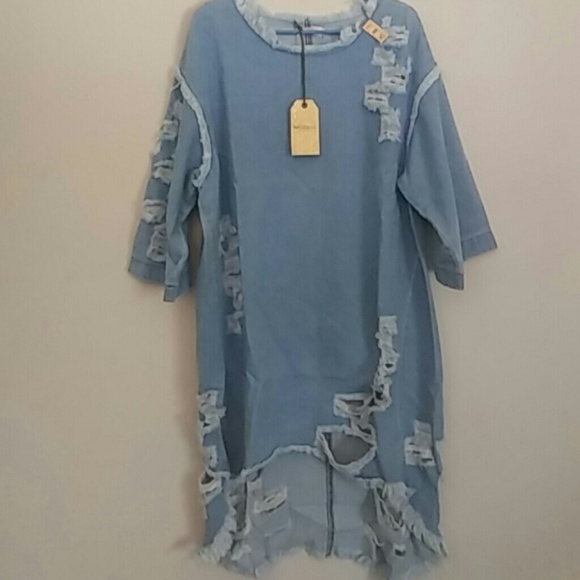 📣HP 8/5/17📣 DESTROYED  hi/lo DENIM  dress plus - Picture 8 of 8