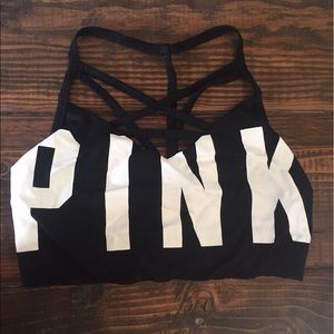 Front Crisscross pink sports bra