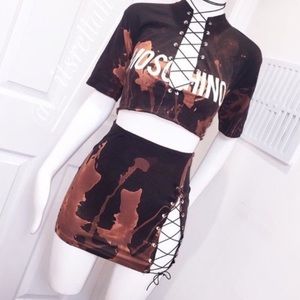 Acid Wash Moschino Two Piece Set- Custom