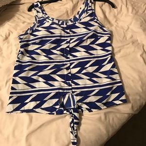 Button down top with tie at the bottom