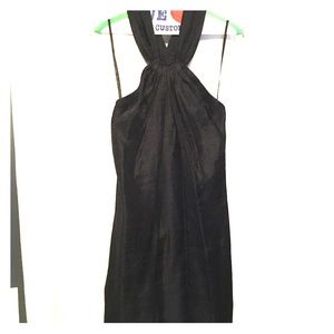 Black halter cocktail dress