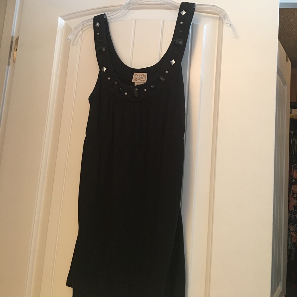 Embellished black tank