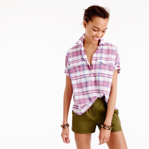 J. Crew Tops - J. Crew short sleeve popover in vintage plaid