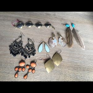 Lot of 6 Earrings and 1 Bracelet- Vintage!