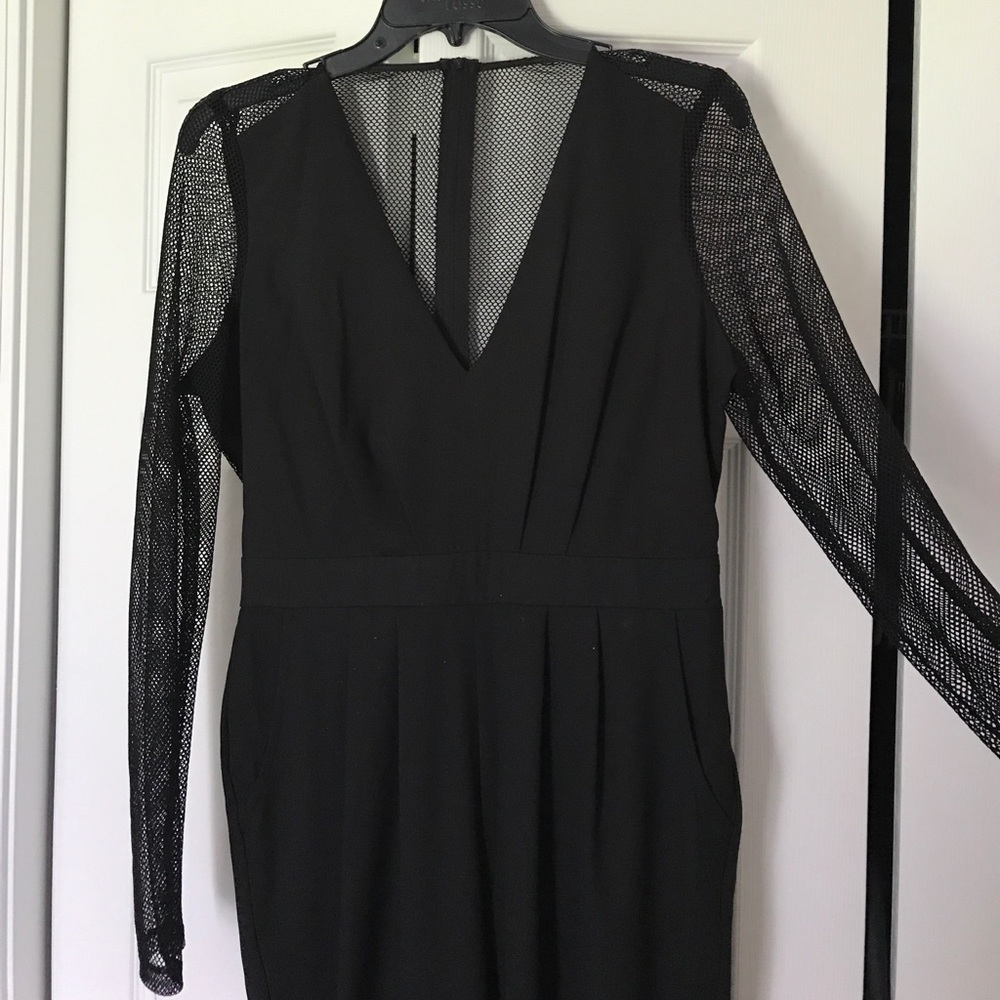 Mesh sleeve jumpsuit