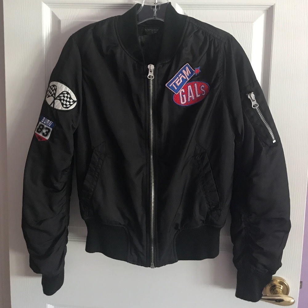 topshop racing badges bomber jacket