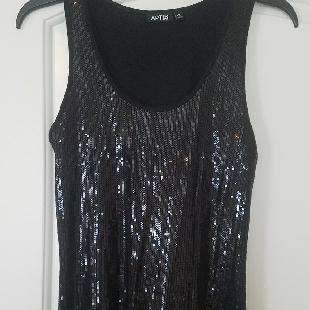 APT.9 Black Sequin Tank EUC