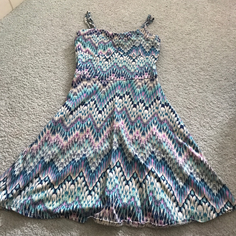 Short blue multicolored dress