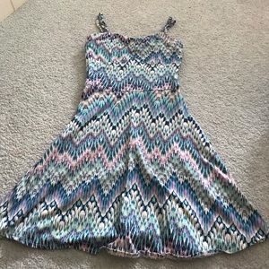 Short blue multicolored dress